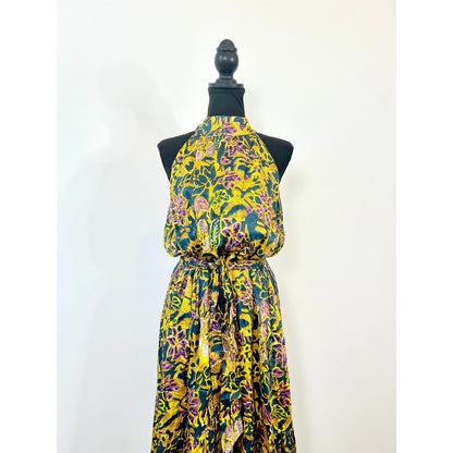 Cleobella Luella Ankle Dress in Yellow Multi Large Floral Print Sleeveless Lined