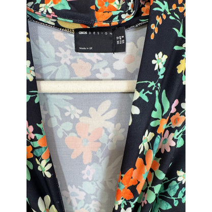 ASOS Design Tie Detail Plunge Maxi Dress Floral Print Size 8