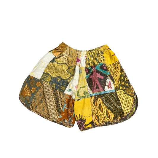 Jaded Gypsy Patchwork Shorts in Yellow Multi Size S/M Pull On Elastic Waist