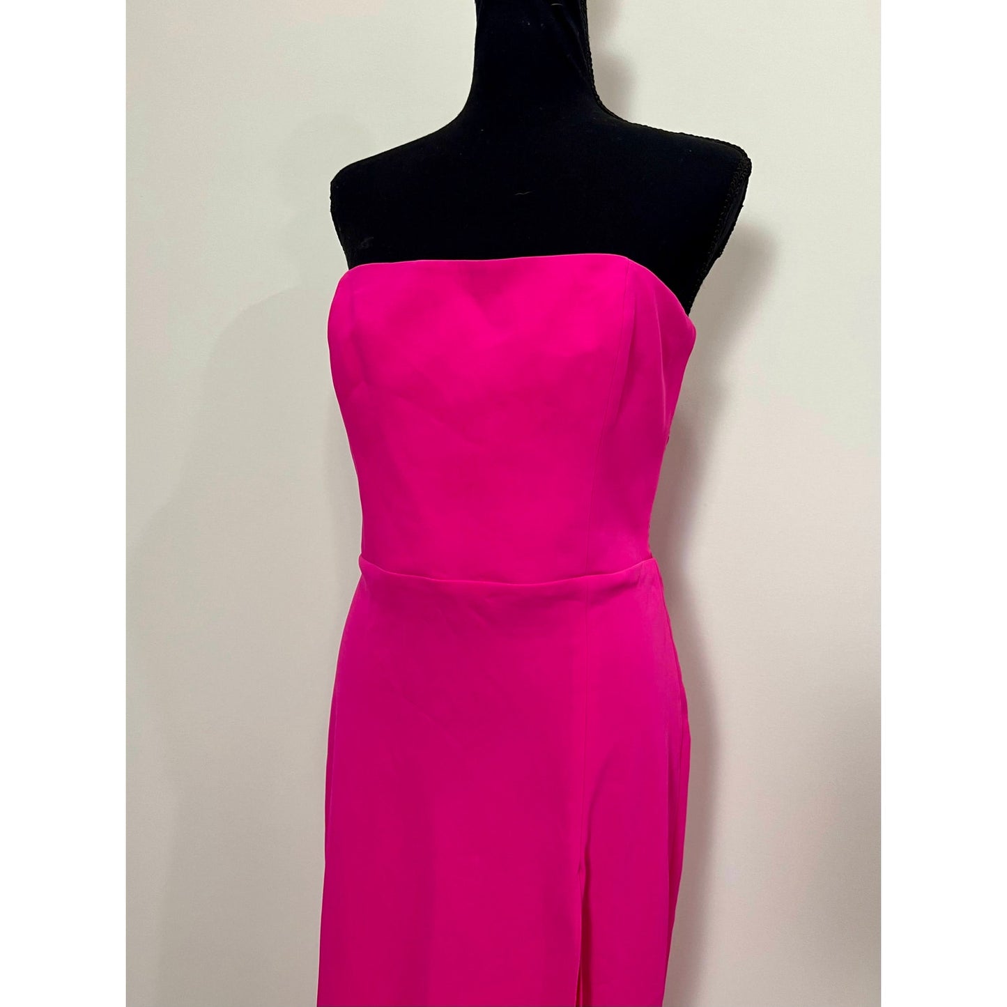 Amanda Uprichard Women's Mandy Midi Dress in Hot Pink Large Side Slit Strapless