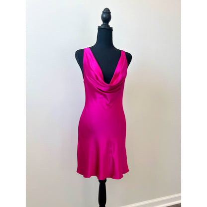 Amanda Uprichard Mirai Silk Mini Dress in Magenta XS Sleeveless Draped Sexy