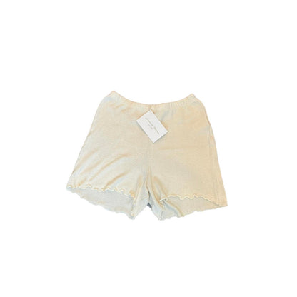 Savannah Morrow Cora Shorts in Cream Large Knit Pull On Ruffle Summer Beach