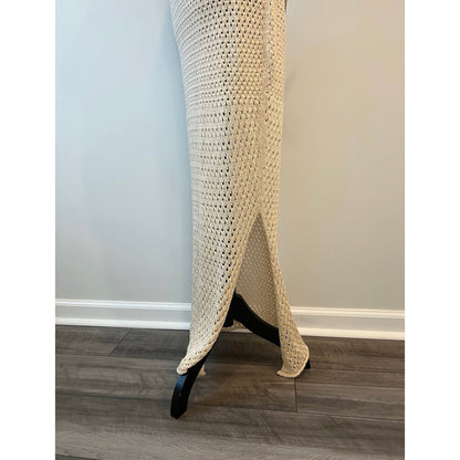 Savannah Morrow Tiva Maxi Dress in Cream Size XL Sleeveless Open Knit Cutout