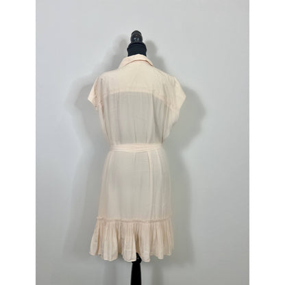 Ramy Brook London Button Down Mini Dress in Linen Large Ruffle Tie Waist Boho