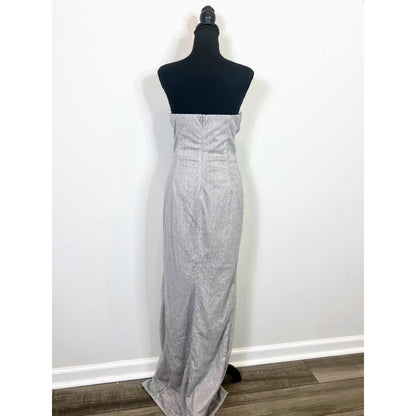 Katie May x Revolve Finn Gown Maxi Dress in Silver Medium Metallic Side Slit