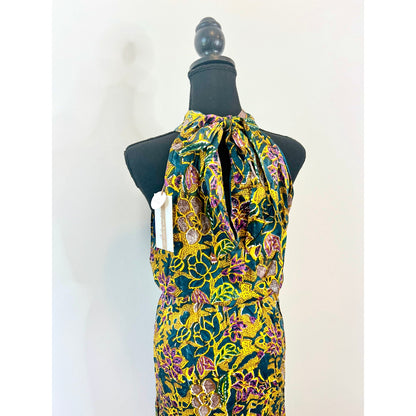 Cleobella Luella Ankle Dress in Yellow Multi Large Floral Print Sleeveless Lined