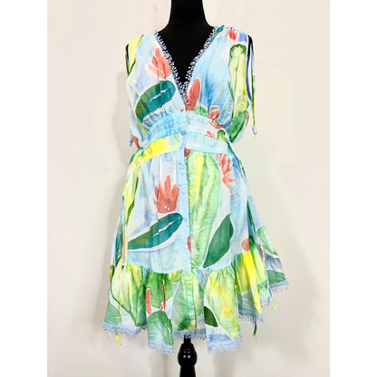 CHARO RUIZ IBIZA Odette Mini Dress in Multicolor Small A-Line Floral Sleeveless