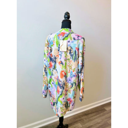 Stine Goya Vega Cardigan in Abstract Floral Size XS Long Sleeve Fleece Warmer