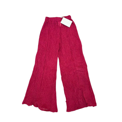 Savannah Morrow Crinkle Open Slit Pants in Pink Size XXS Pull On Textured