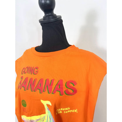 FARM Rio Going Bananas T-Shirt Dress in Orange Medium Sleeveless Cotton Boho