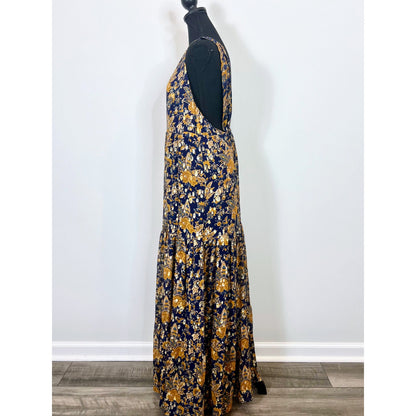 Sézane Robe Titania Maxi Dress in Doha Ochre Size 40 Floral Print Sleeveless