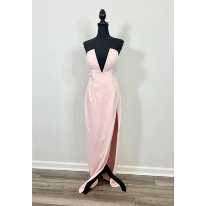 Katie May Infatuation Gown Dress in Blush Medium Strapless V-Neck Lined Cocktail