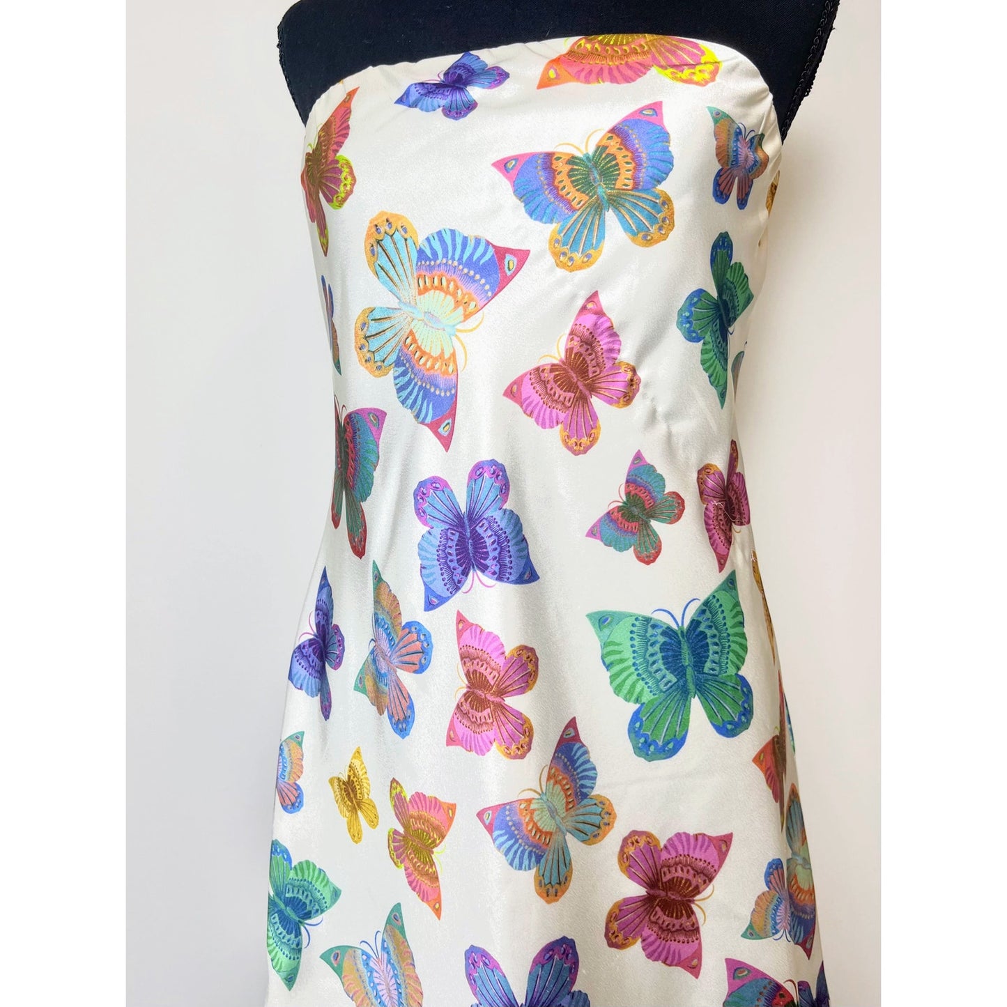 Show Me Your Mumu Taylor Tube Mini Dress Rainbow Butterflies Medium Satin Lined