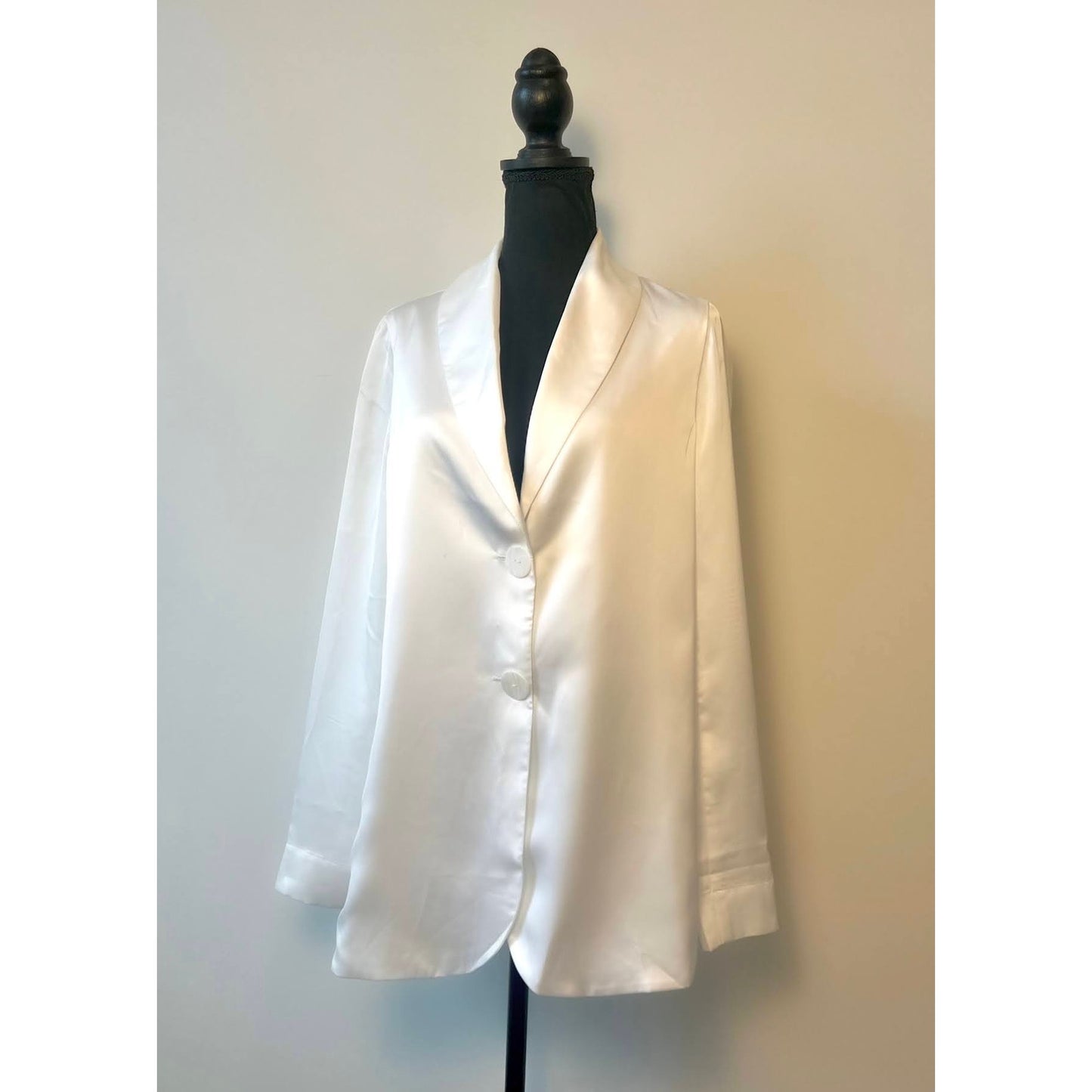 Show Me Your Mumu Felix Blazer Ivory Luxe Satin Small Long Sleeve Front Button