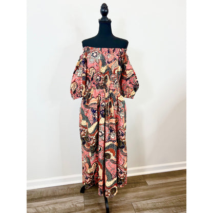 A.L.C. Off the Shoulder Printed Maxi Dress in Multicolor Size 4 Pullover Stretch