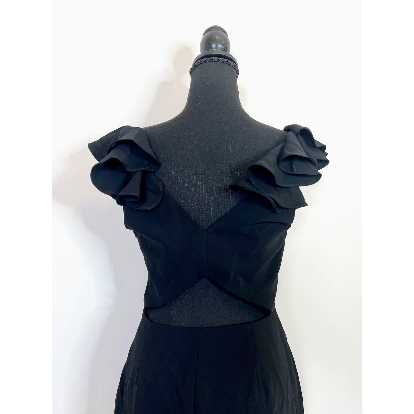 Amanda Uprichard Cutout Blouse in Black Medium Pullover V-Neck Ruffle Sleeveless