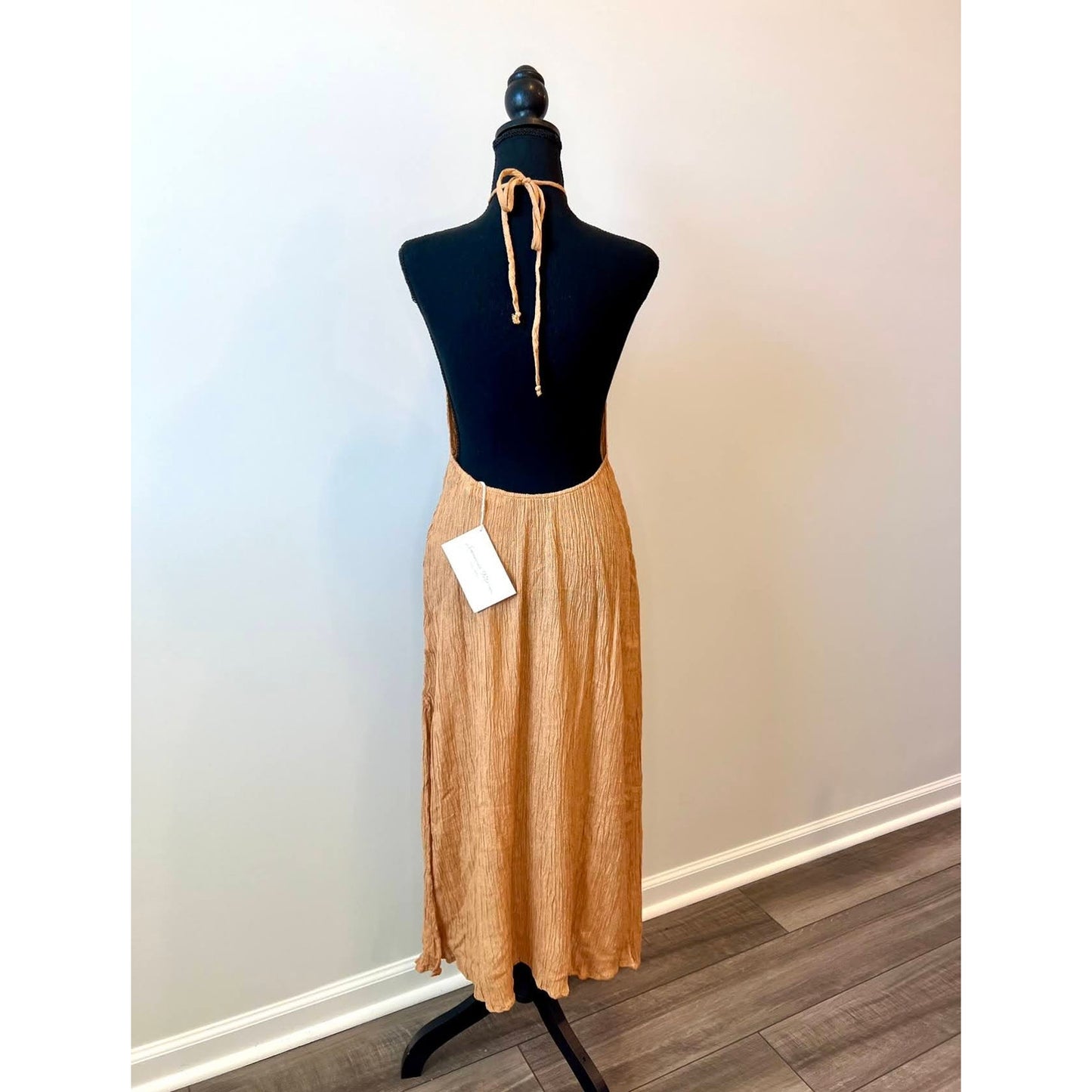 Savannah Morrow Lana Maxi Dress in Sandstone Small Halterneck Tie Backless