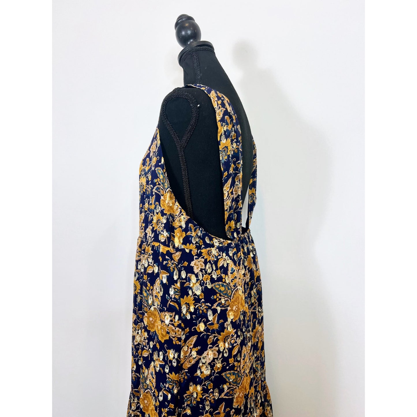 Sézane Robe Titania Maxi Dress in Doha Ochre Size 40 Floral Print Sleeveless