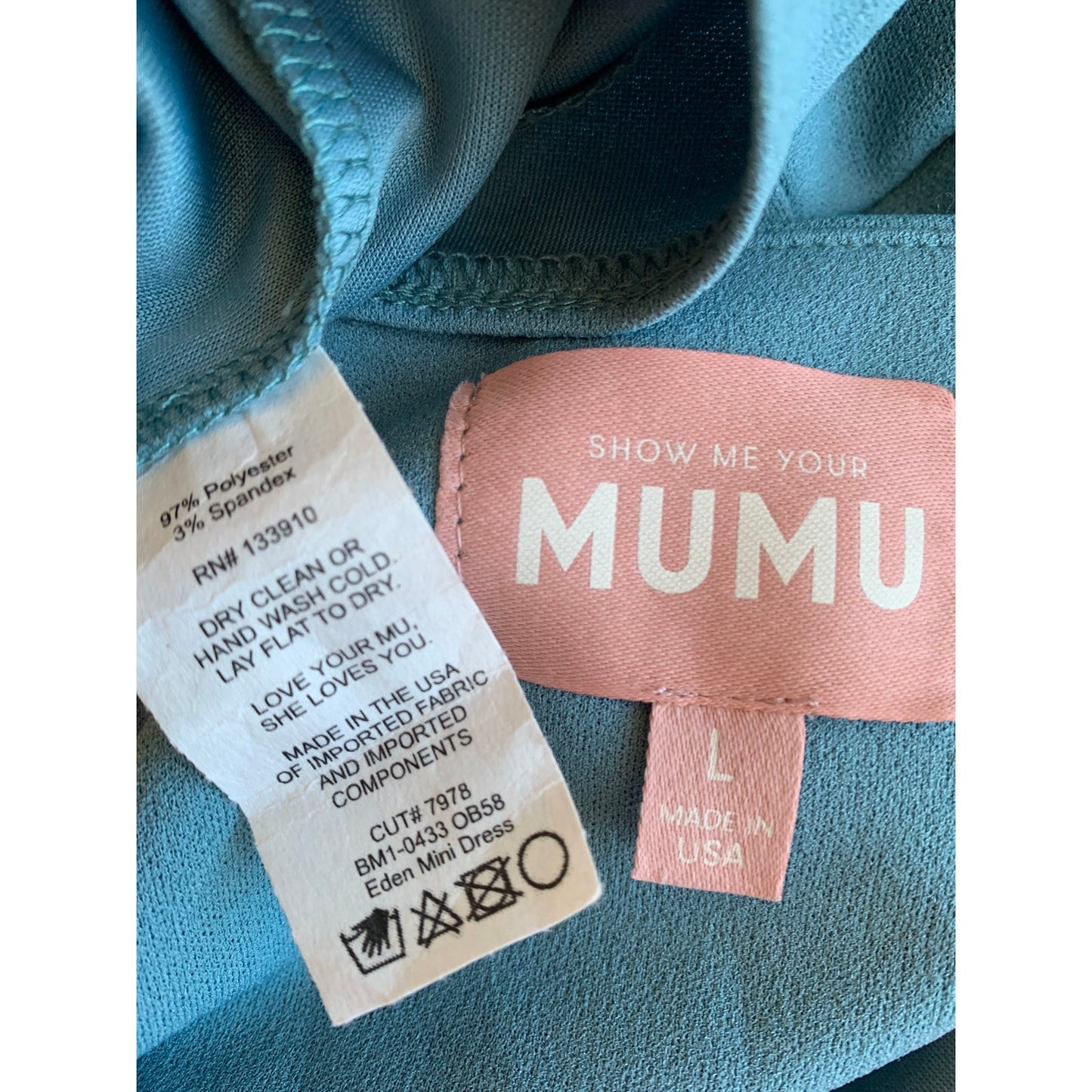 Show Me Your Mumu Eden Mini Dress in Ocean Blue Large Stretch Lined Party