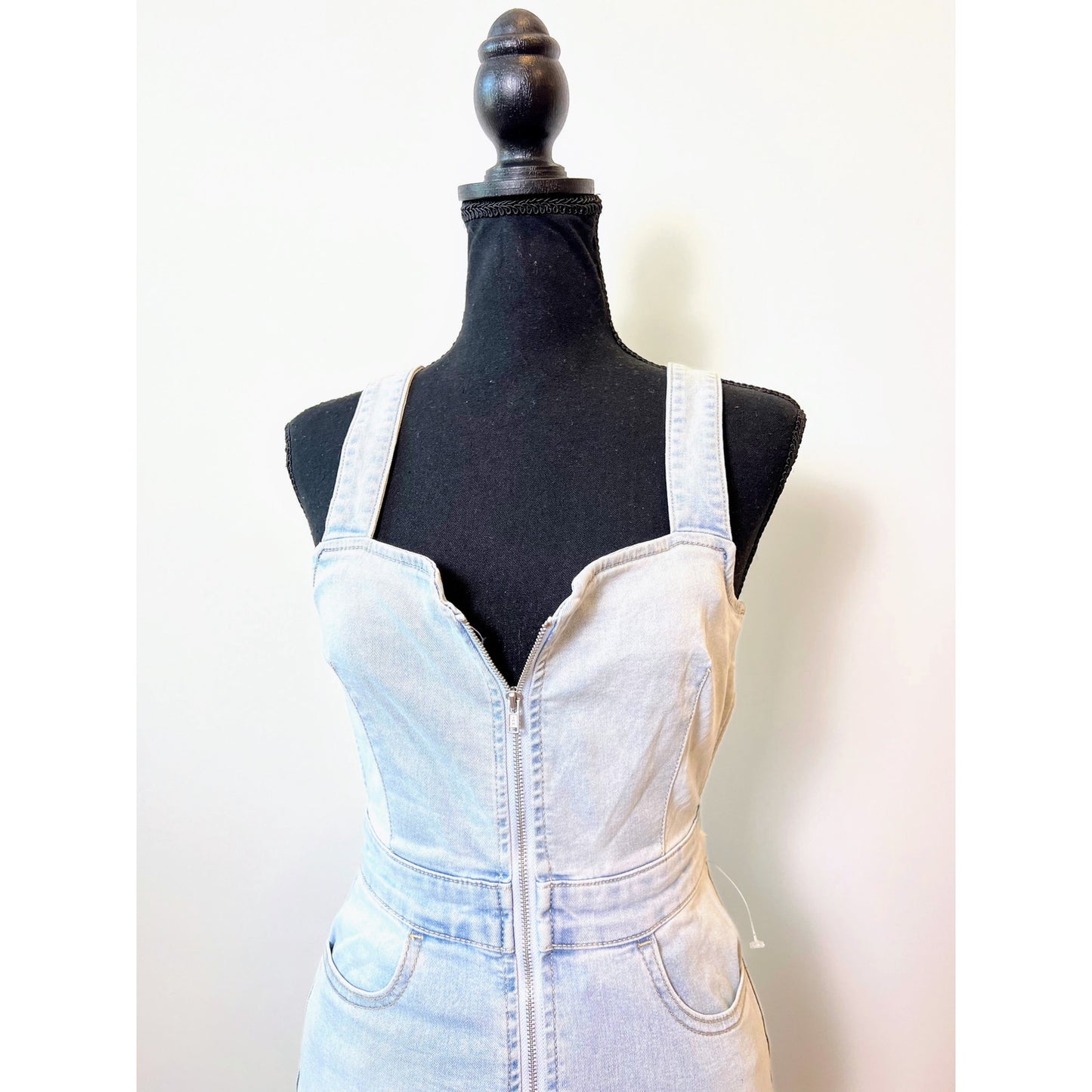 Free People We The Free CRVY 2nd Ave One Piece Jean Jumpsuit Size 0 Blue Denim