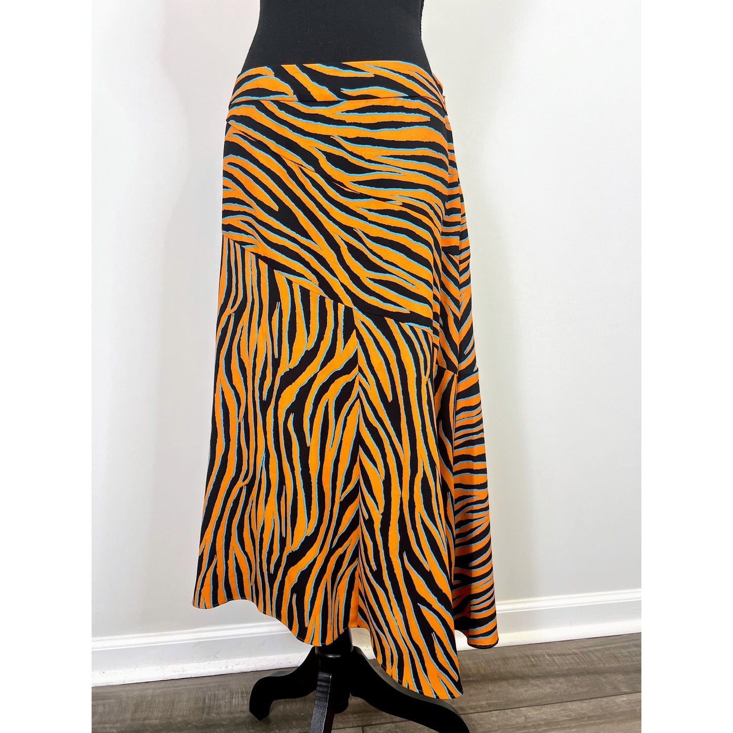 Diane Von Furstenberg Lilo Midi Skirt in Orange Size 10 Animal Print A-Line