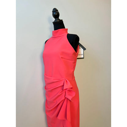 Chiara Boni La Petite Robe Halter Ruffle Midi Dress in Pink Size 12 Lined Party