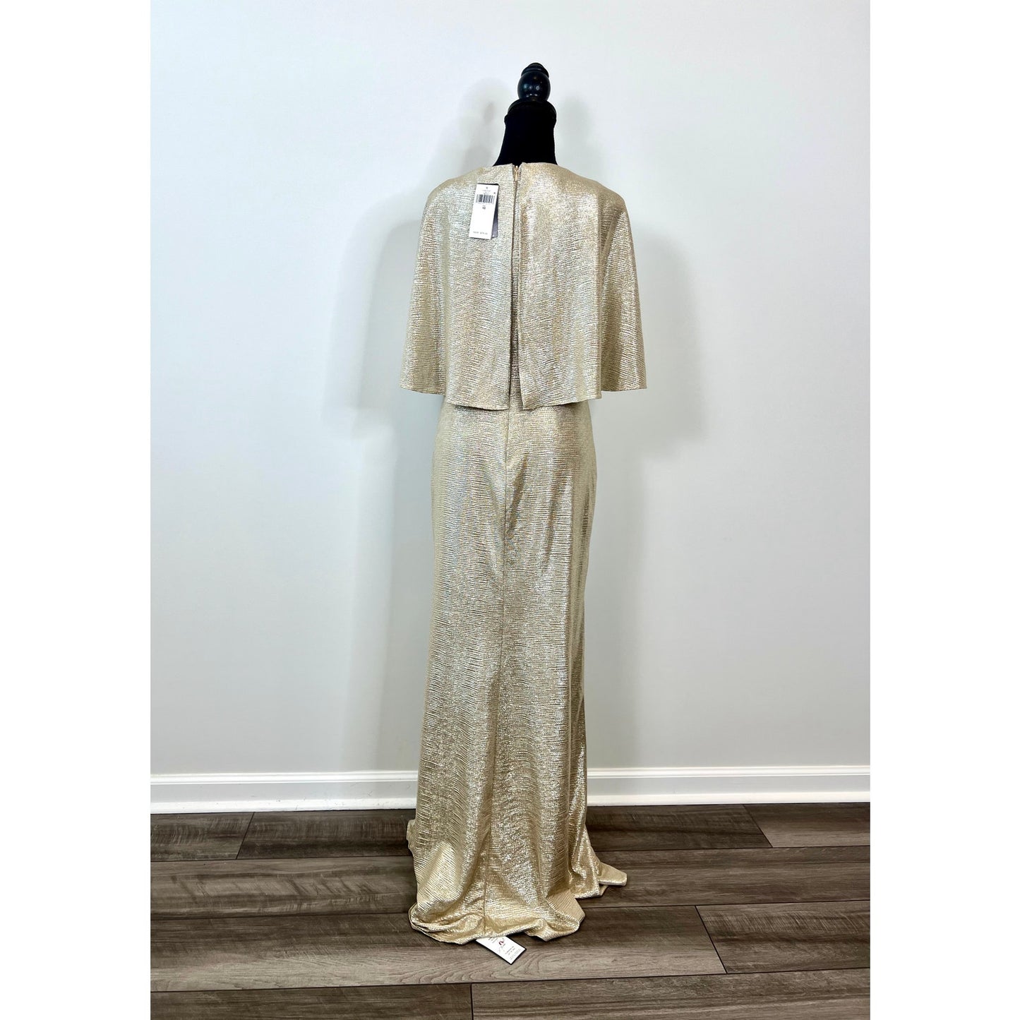 Ralph Lauren Phinya Short Sleeve Metallic Maxi Dress in Champagne Size 10 Lined