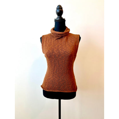 Savannah Morrow Vita Top in Brown Knit Sleeveless Pullover Turtleneck Classic