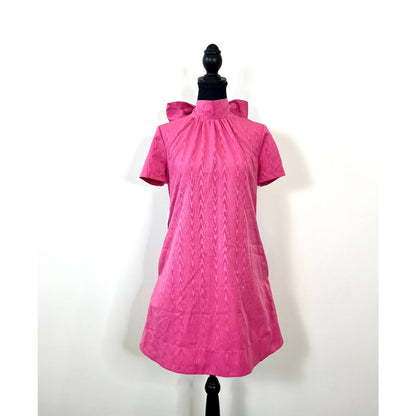 STAUD Mini Ilana Mini Dress in Lollipop Pink A-Line Short Sleeve Mock Neck Party