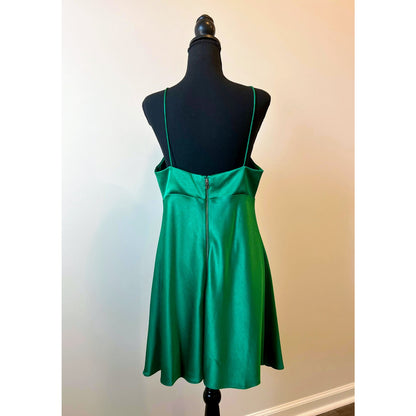 Alice + Olivia Julietta Mini Slip Dress in Green Size 12 Satin Lined Party