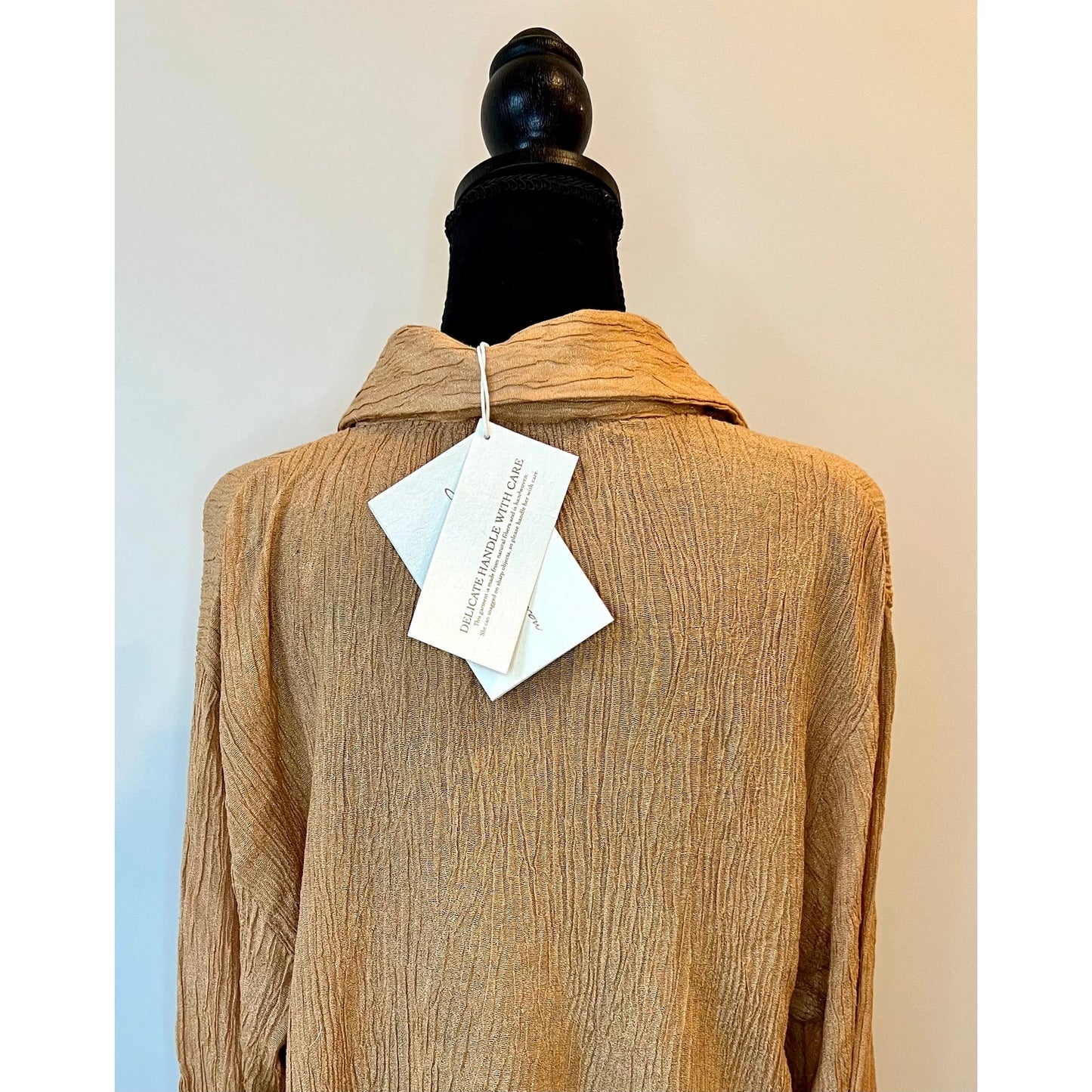 Savannah Morrow Avisa Blouse in Sandstone XXL Long Sleeve Textured Button Front