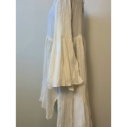 Jaded Gypsy WC Flowy Hi-Low Dress in White Size S/M Pullover Long Sleeve Relaxed