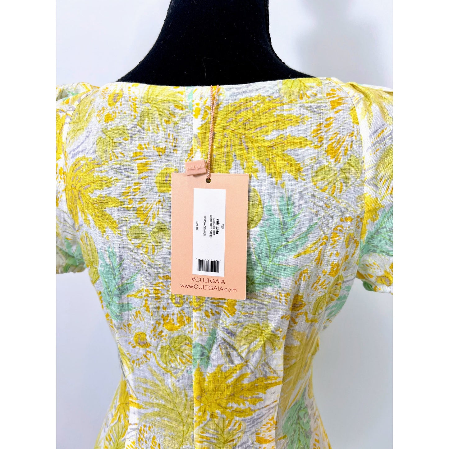 Cult Gaia Charlotte Dress in Yellow Size XS Midi Floral Print Button Front Party