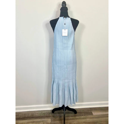 L'Academie Elin Midi Pleated Dress in Baby Blue Small Pullover Sleeveless Lined