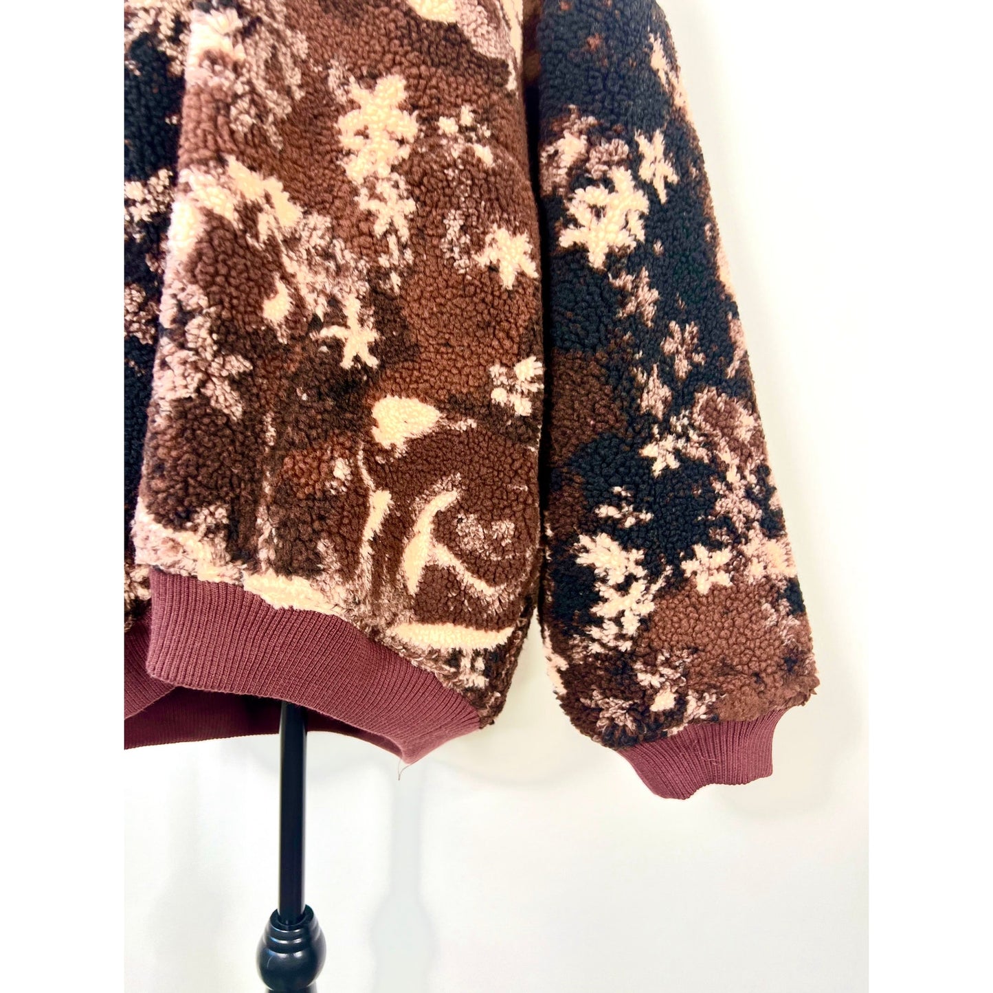 Free People Rosie Printed Fleece Jacket in Brown Size XL Sherpa Outdoor Winter