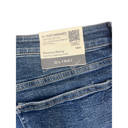 DL1961 Florence Ankle Skinny Jeans in Blue Size 18W Denim High Rise Distressed