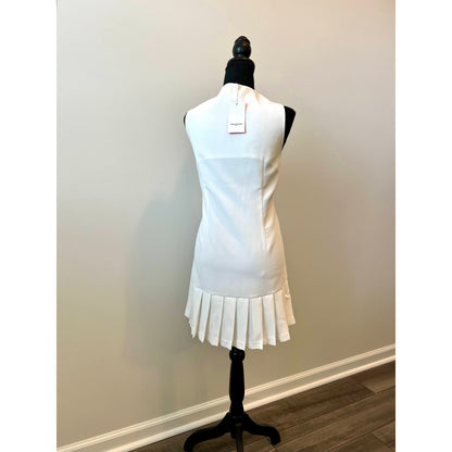 Amanda Uprichard Mesha Mini Dress in Ivory Size XL Sleeveless Button Front