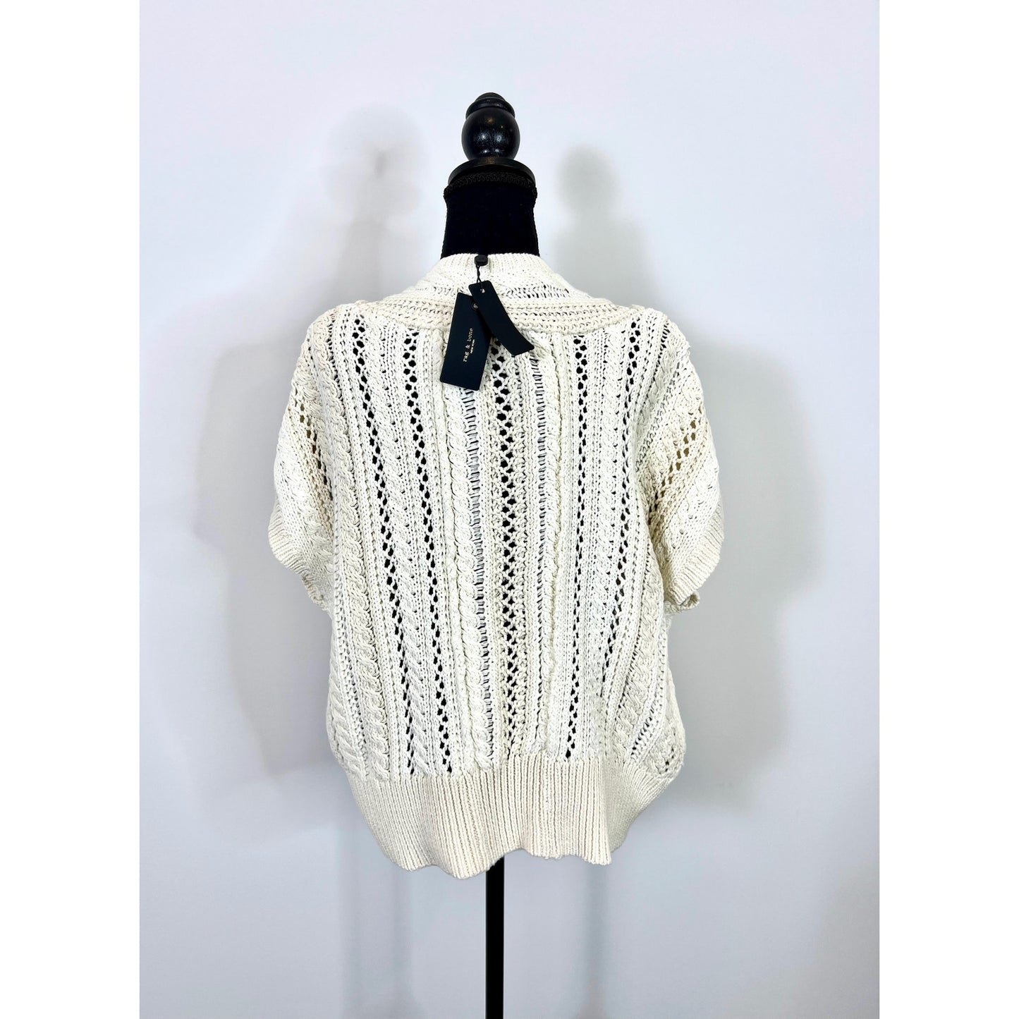 Rag & Bone Jolie Knit Sweater Vest in Cream Large Pullover Chunky Knit V-Neck