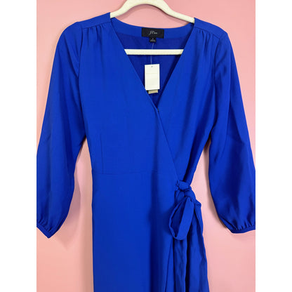 J.Crew Balloon Sleeve True Wrap Dress in Cobalt Blue Size 2