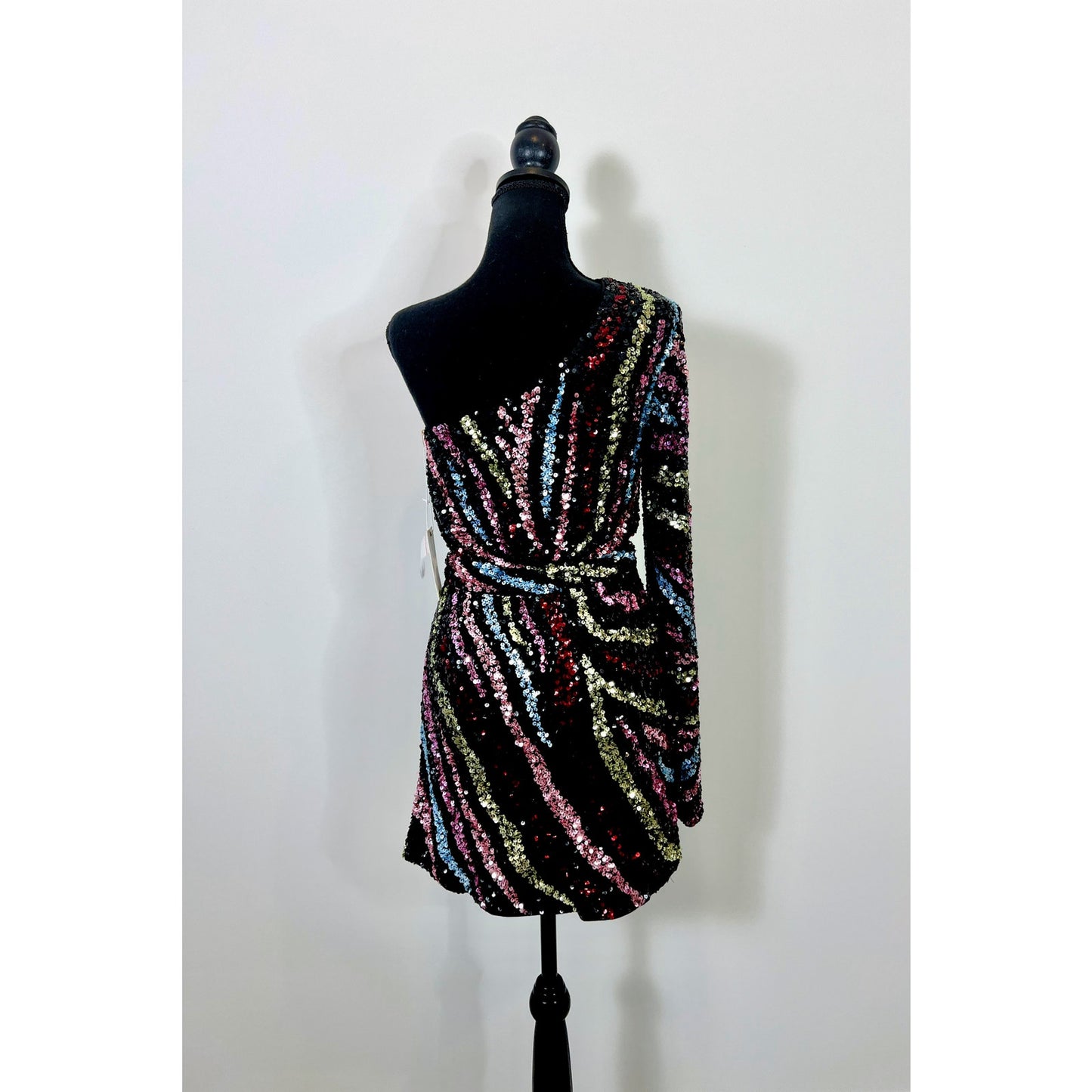 Show Me Your Mumu Shimmy Mini Dress in Starburst Sequins Size XL One Shoulder