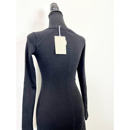 Everlane Ribbed Mini Dress in Black Size XXS Pullover Long Sleeve Organic Cotton