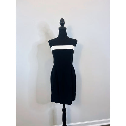 Amanda Uprichard Kerry Bodycon Mini Dress in Black/White Large Strapless Lined