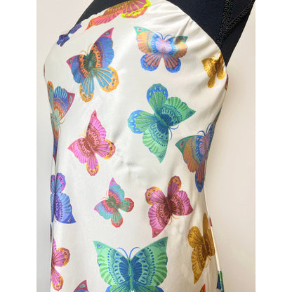 Show Me Your Mumu Taylor Tube Mini Dress Rainbow Butterflies Medium Satin Lined