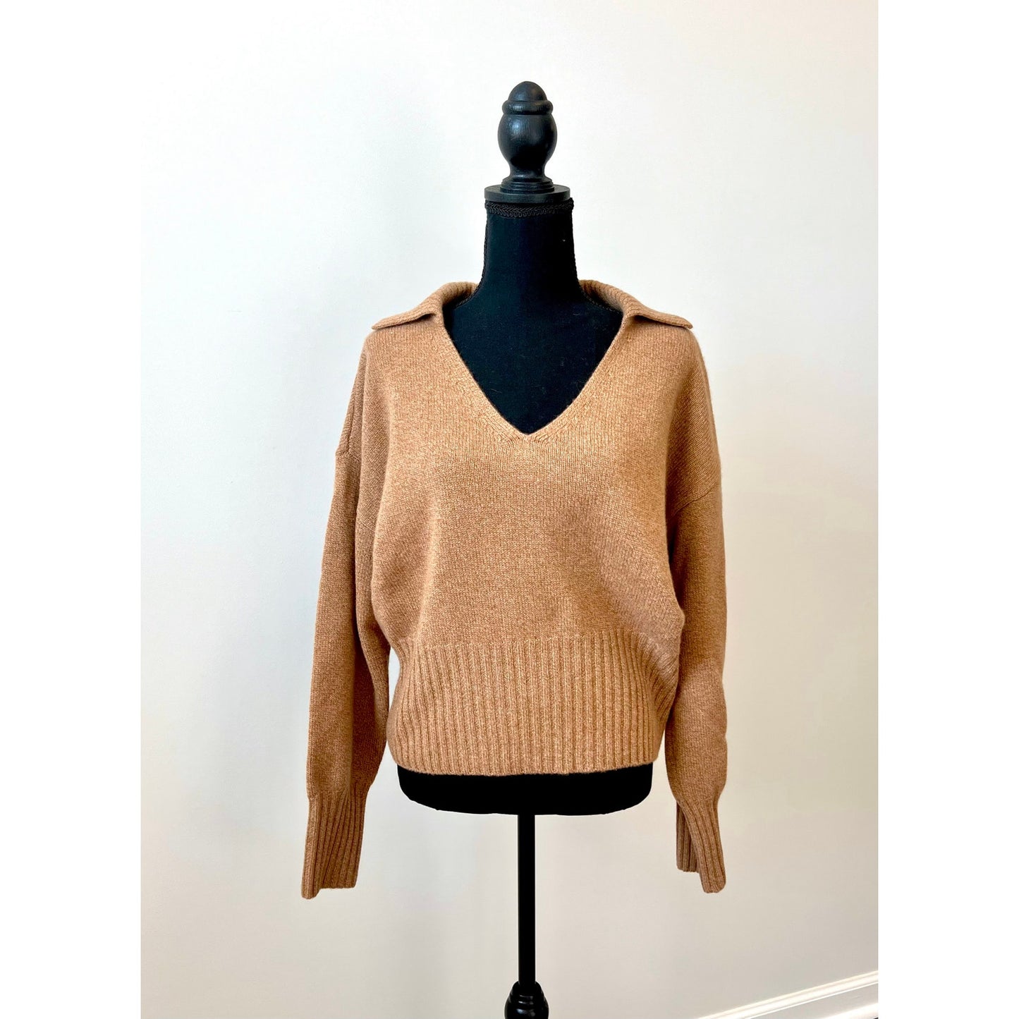 Reformation Beckie Cashmere Collared Sweater XL Knit Long Sleeve Ribbed Trim