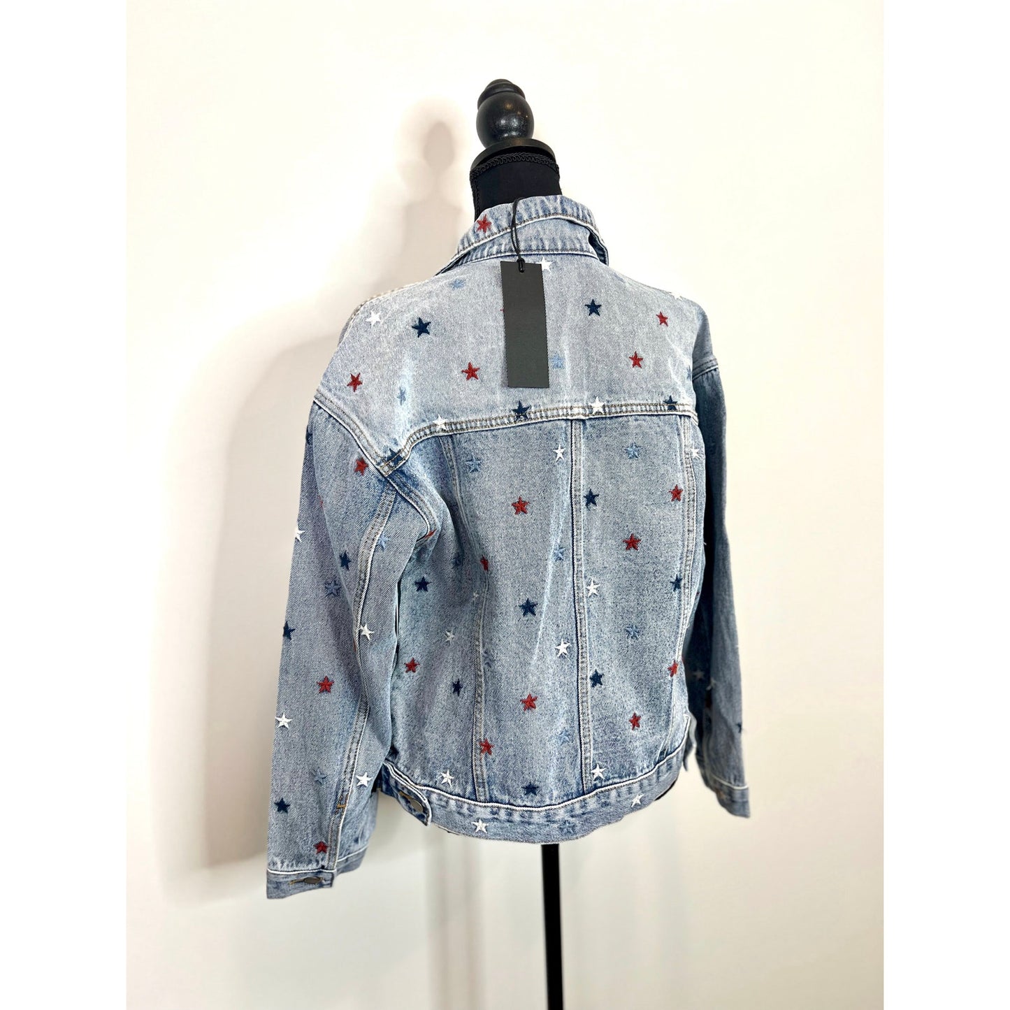 Driftwood Star Western Denim Jacket Blue Small Embroidered Button Front Cotton