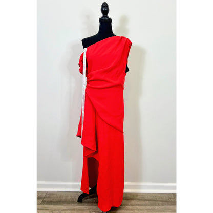 Elliatt Pallas Dress in Red Medium Asymmetric One Shoulder Draped Lined Party