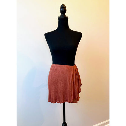 Savannah Morrow Ayra Mini Wrap Skirt in Paprika XL Pull On Knit Pleated Ruched