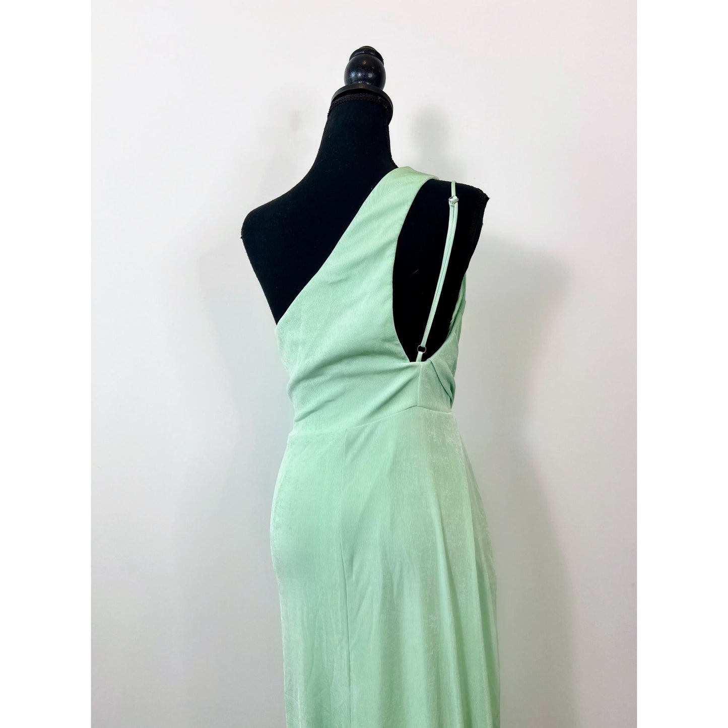 Katie May A Cut Above Gown Maxi Dress Seagreen Small One Shoulder Stretch Lined