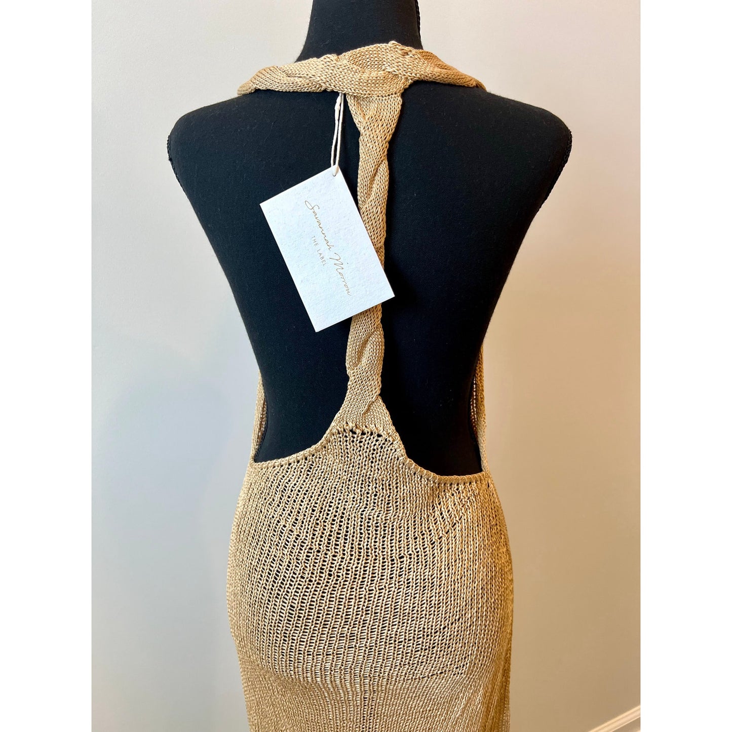 Savannah Morrow Rubina Dress in Cafe Beige Open Knit Sleeveless Beach Summer