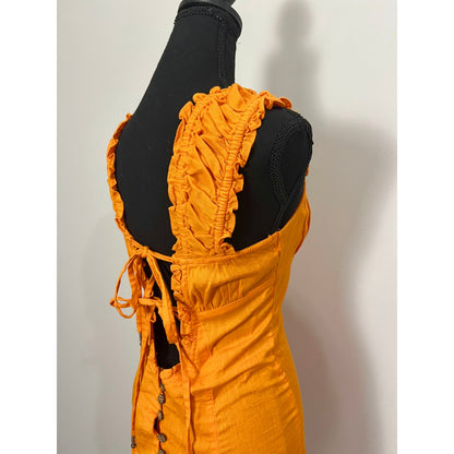 Free People Like A Lady Mini Dress Orange Size XS Sleeveless Frill Ruffle Lined